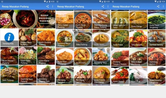 Aplikasi resep makanan Padang