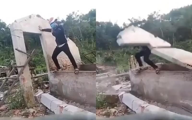 Auto Ngenes dan Apes, Pria ini Malah Tertimpa Tembok yang Dirobohkannya Auto Ngenes dan Apes Pria ini Malah Tertimpa Tembok yang Dirobohkannya