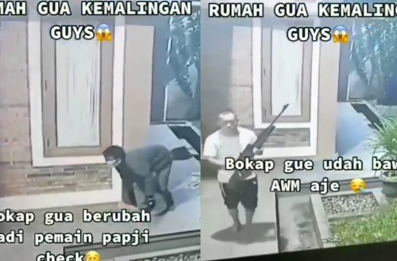 Bak Jadi Pemain PUBG Pria ini Kejar Maling Sambil Bawa Senapan