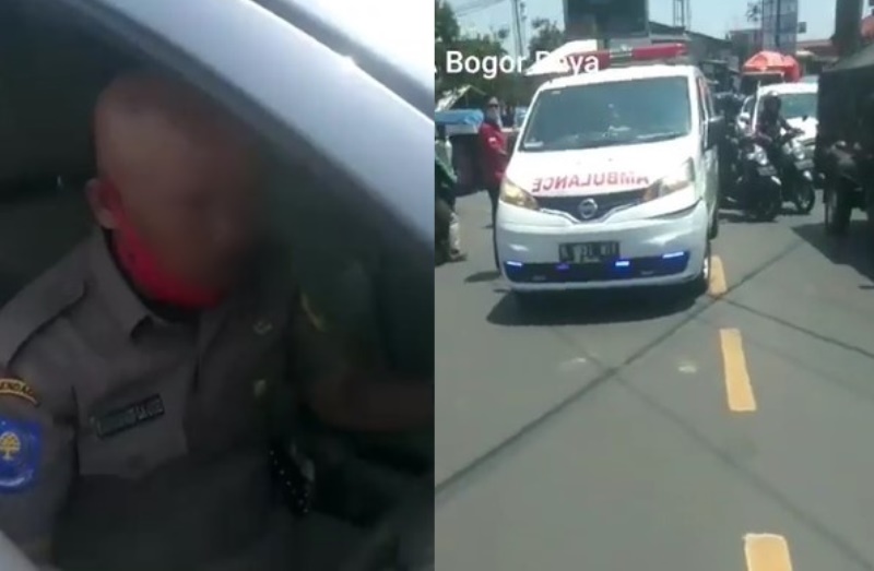 Beredar Video Pria Berseragam PNS Halangi dan Tabrak Ambulans di Bogor Beredar Video Pria Berseragam PNS Halangi dan Tabrak Ambulans di Bogor