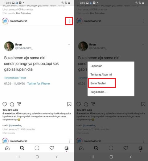 Cara Copy Paste Caption IG