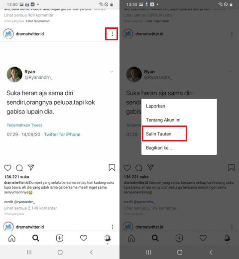 Cara Copy Paste Caption IG