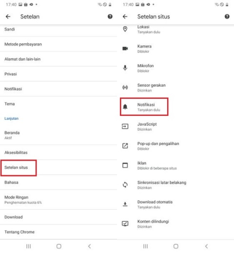 Cara Mematikan Notifikasi Chrome di HP Android