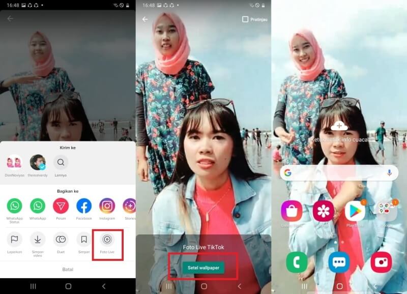 Cara Video TikTok Jadi Wallpaper horz