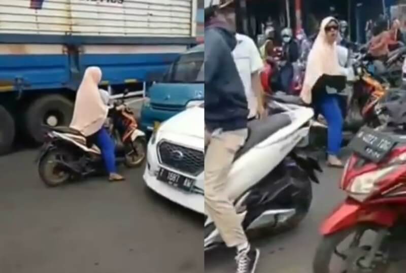 Lawan Arah Saat Macet Emak emak ini Malah Nyolot Ketika Ditegur Pengendara Lain