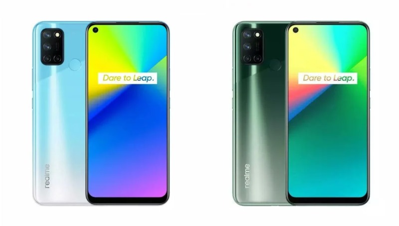 Realme 7i Polar Blue dan Aurora Green