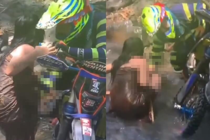 Tak Senonoh! Pemotor Trail Terciduk Sentuh Bagian Sensitif Wanita Berkemben Tak Senonoh Pemotor Trail Terciduk Sentuh Bagian Sensitif Wanita Berkemben