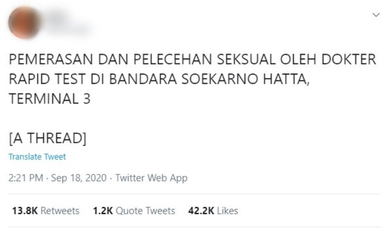 Viral Curhatan Wanita Ngaku Alami Pelecehan Seksual Saat Rapid Test di Bandara Soetta