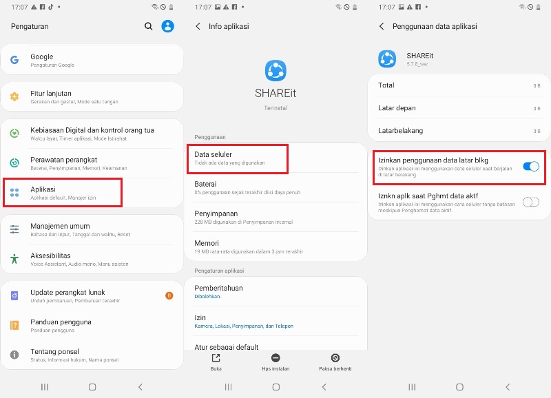 Cara Mematikan Data Aplikasi