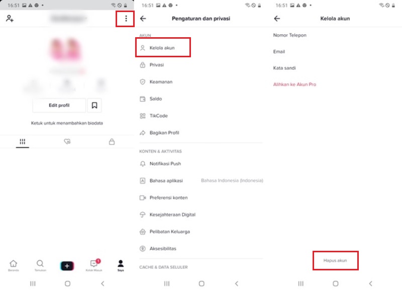 Cara Menghapus Akun TikTok 1