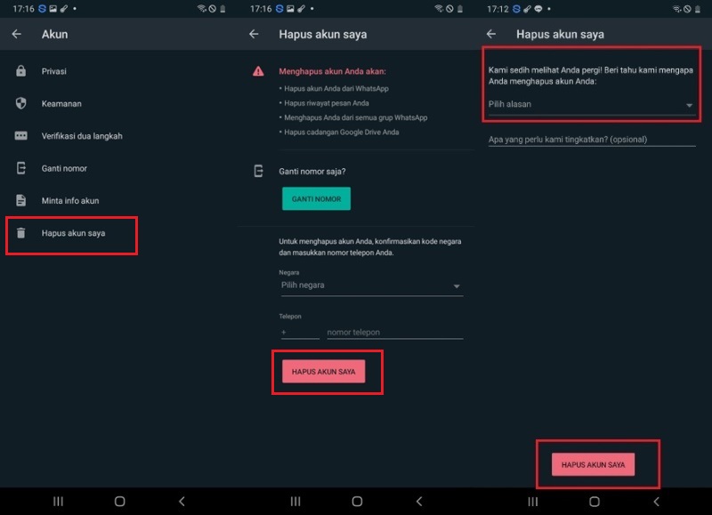 Cara Menghapus Akun WhatsApp 1