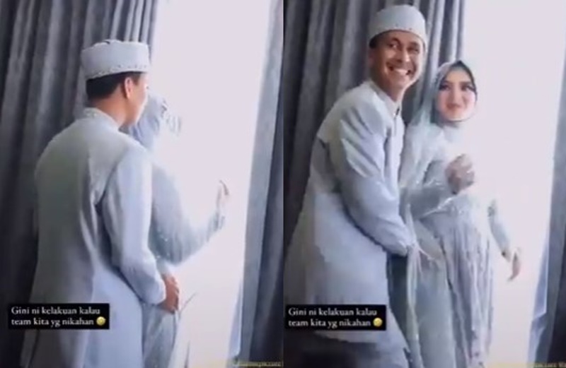 Momen Kocak Pengantin Pria Sodok Istri Saat Berfoto Gak Sabar Malam Pertama