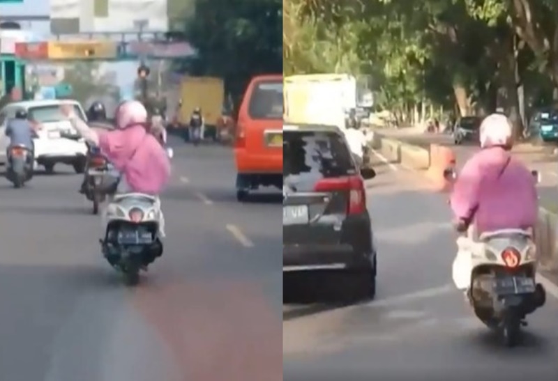 Viral Video Aksi Emak emak Pemotor Bantu Buka Jalan Untuk Ambulans Keren Abis