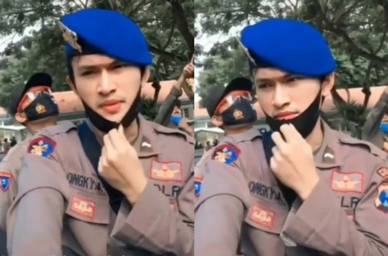 Viral Video Polisi Ganteng Digoda Pendemo Cewek Bungkus Boleh Gak Pak