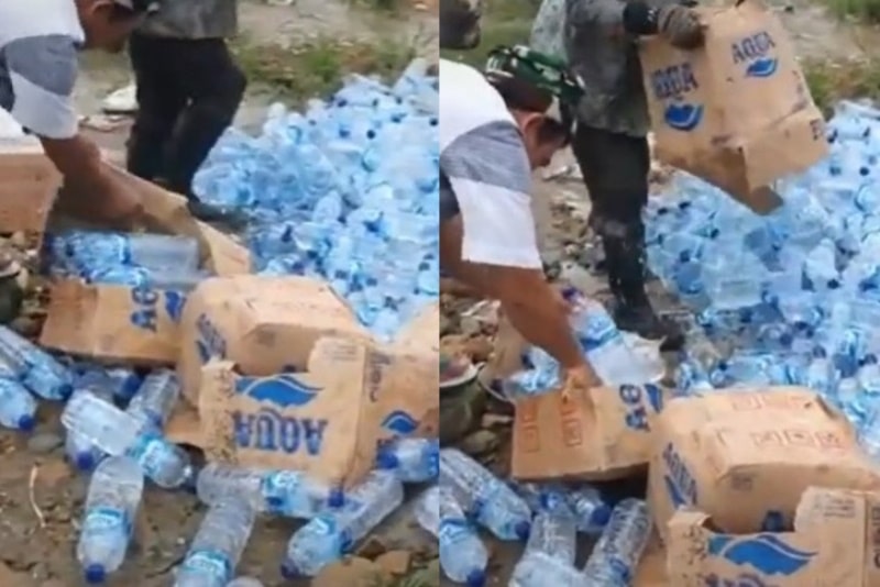 Aksi Boikot Produk Prancis, Sekelompok Warga Buang Ratusan Botol Air Mineral Aksi Boikot Produk Prancis Sekelompok Warga Buang Ratusan Botol Air Mineral