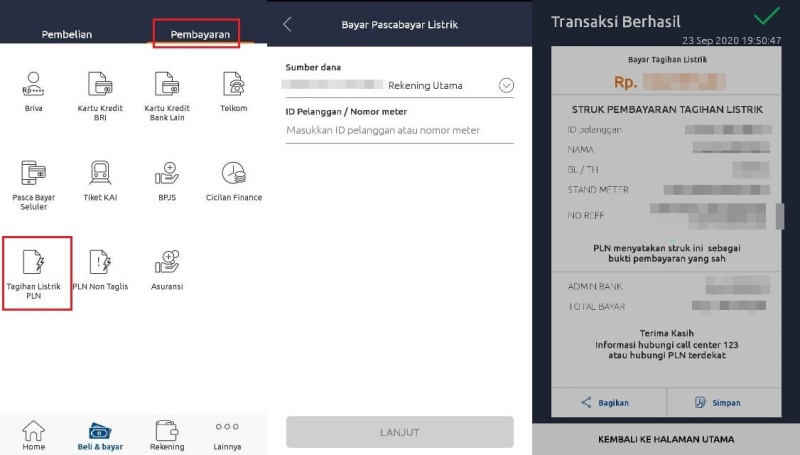 Cara Bayar Listrik Lewat BRImo