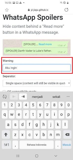 Cara Bikin Read More di WhatsApp