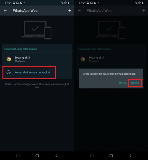 Cara Keluar dari WA Web