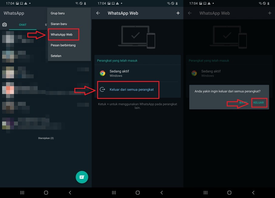 Cara Logout WhatsApp Web