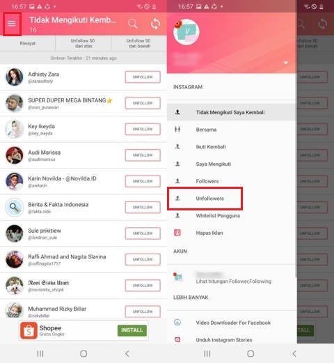 Cara Mengetahui Unfollow Instagram dengan Aplikasi Followers Unfollowers