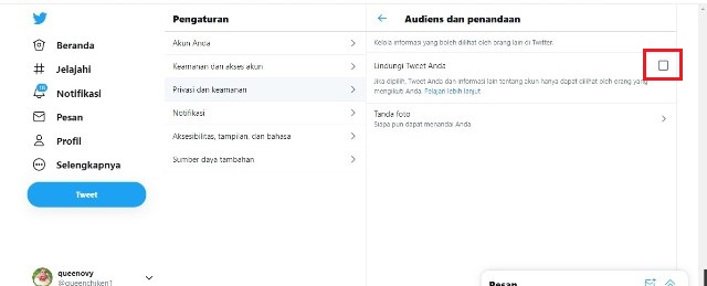 Cara Private Akun Twitter di PC