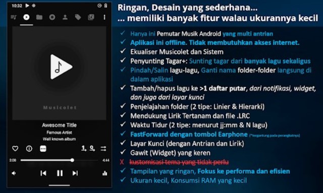 Musicolet Aplikasi Pemutar Musik Offline dengan Lirik Lagu