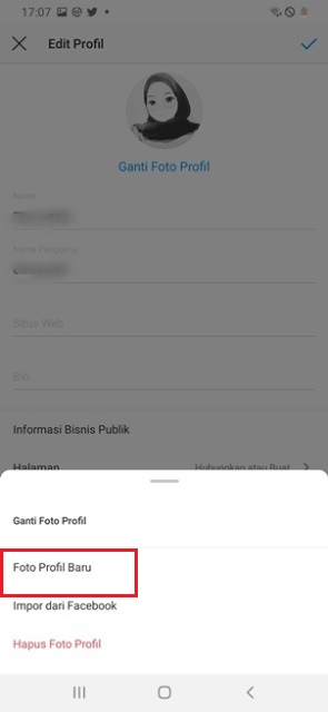 Pilihan untuk Merubah Foto Profil IG