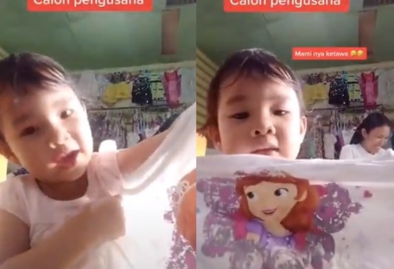 Viral Video Celotehan Balita Saat Bantu Ibunya Jualan Baju, Gemas Banget! Viral Video Aksi Balita Saat Bantu Ibu Jualan Baju Gemas Banget