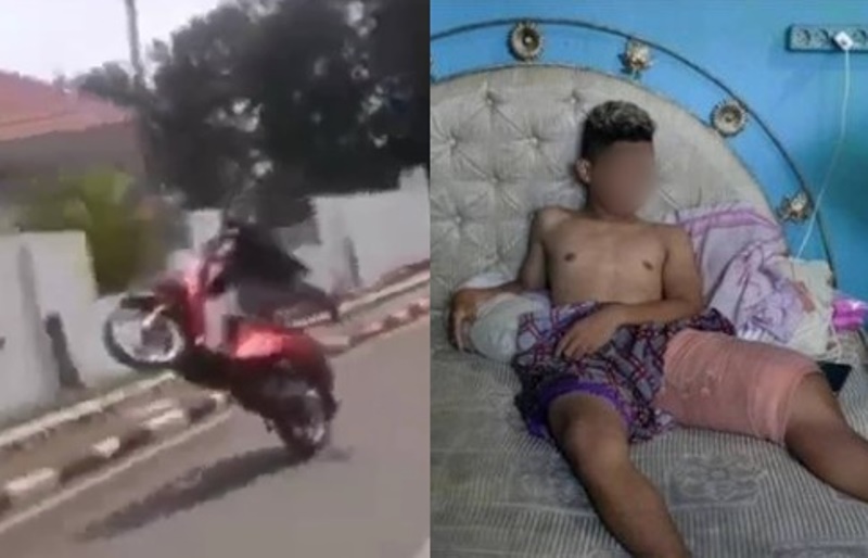 Atraksi Freestyle Motor Berujung Apes, Remaja ini Terpental Hingga Alami Patah Tulang Atraksi Freestyle Motor Berujung Apes Remaja ini Terpental Hingga Alami Patah Tulang