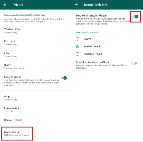 Cara Mengunci WhatsApp Pakai Sidik Jari