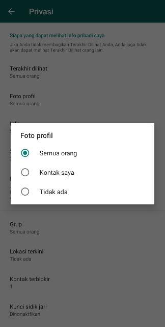 Cara Menyembunyikan Foto Profil di WA