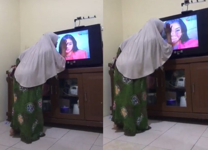 Kesal dan Emosi Saat Nonton Sinetron Emak emak ini Pukul Layar TV