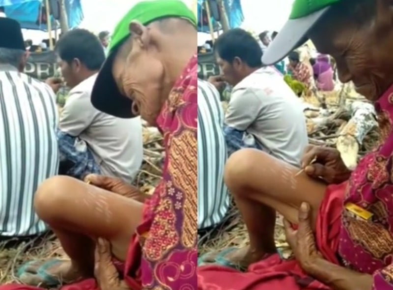 Pakai Alat ini, Seorang Kakek Ikut Catat Hasil Perolehan Suara di Paha Pakai Alat ini Seorang Kakek Ikut Catat Hasil Perolehan Suara di Paha