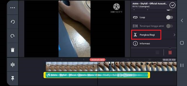 Pemangkasan Lagu di Aplikasi KineMaster
