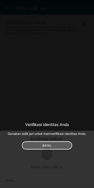 Verifikasi Identitas Untuk Aktifkan Fingerprint WA