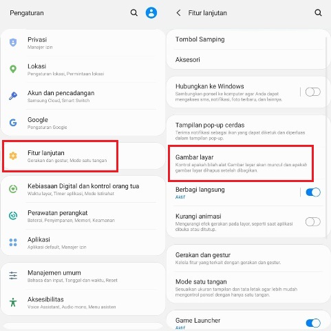 Cara Aktifkan Screenshot Panjang di HP Samsung