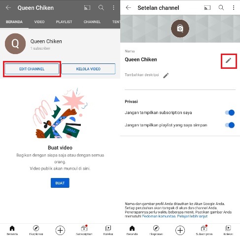 Cara Mengganti Nama Channel YouTube di HP Android