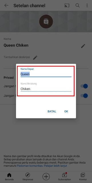 Cara Merubah Nama Kanal YouTube
