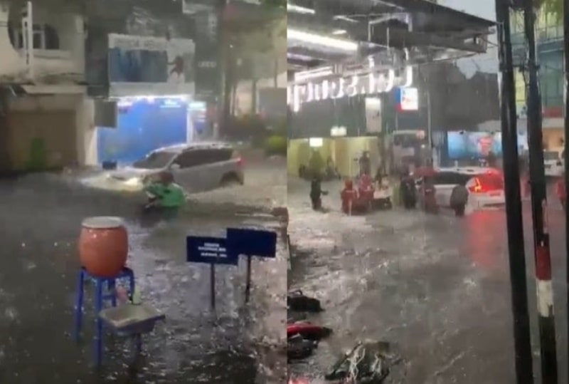 Nekat Terobos Banjir Hingga Timbulkan Gelombang Air Pengemudi Mobil Bikin Warga Marah