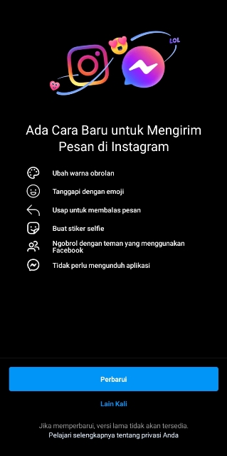 Perbaharui Pesan IG