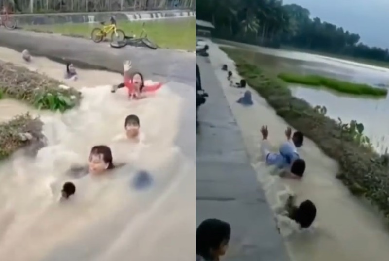 Seru Banget! Beginilah Aksi Warga Saat Main di ‘Waterboom’ Low Budget Seru Banget Beginilah Aksi Warga Saat Main di Waterboom Low Budget