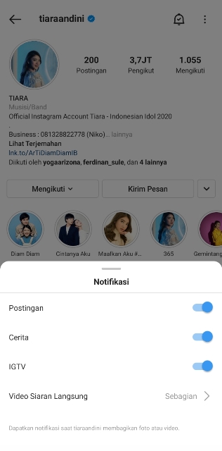 Cara Mengaktifkan Notifikasi Postingan, IGTV, Video Live Instagram Teman