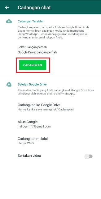 Cara Mencadangkan Percakapan WhatsApp