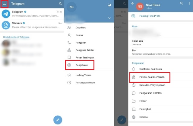 Cara Logout Telegram Web di HP