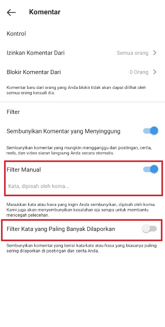 Cara Membatasi Komentar di Instagram dengan mudah