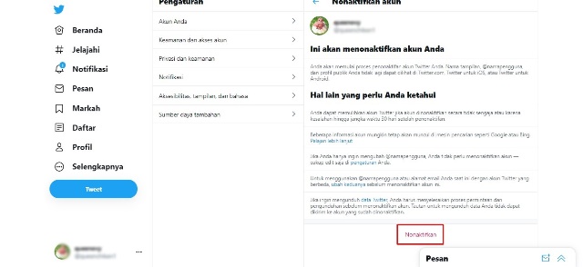 Cara Menghilangkan Akun Twitter