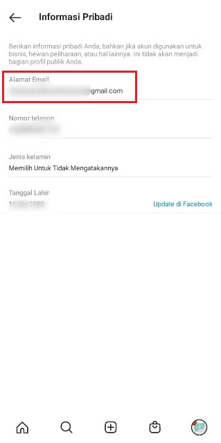 Informasi Pribadi di IG