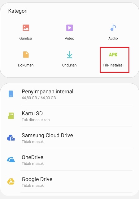 Lokasi Aplikasi di File Manager