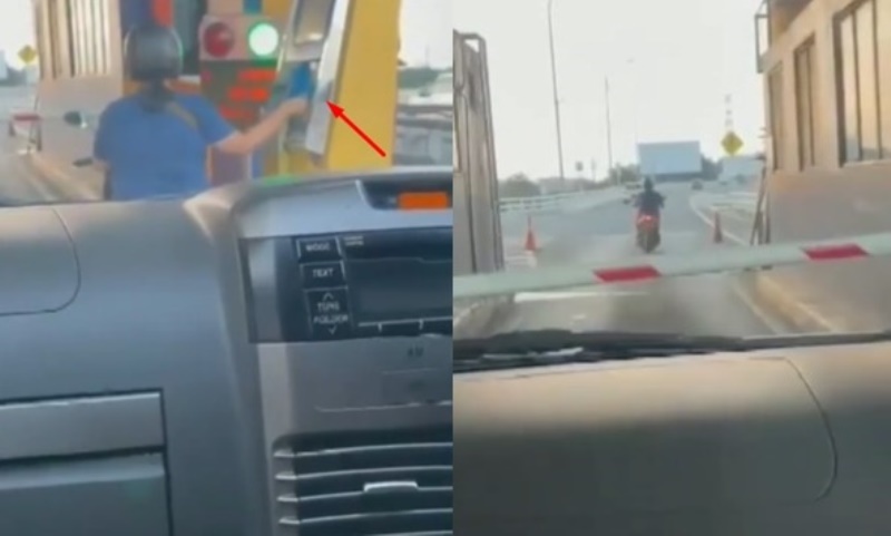 Pakai Kartu E Toll Emak emak Pemotor ini Berhasil Masuk Jalan Tol