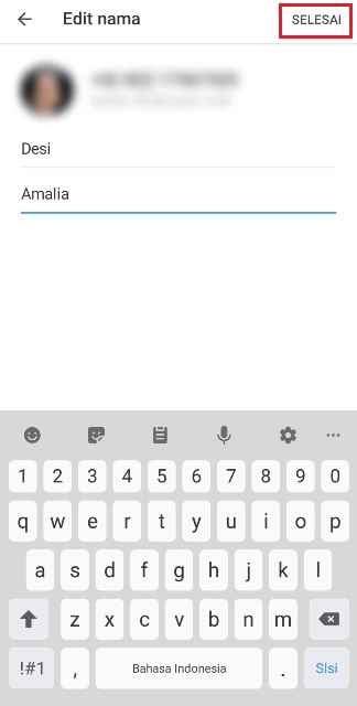 Cara Menyimpan Perubahan Nama Kontak